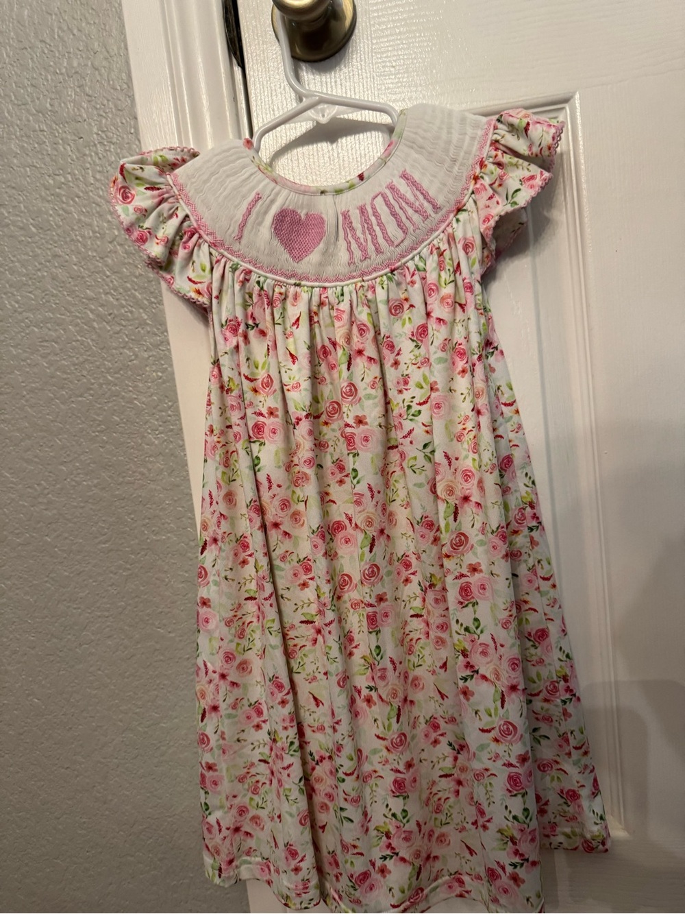 Girls' Pink Floral smocked dress